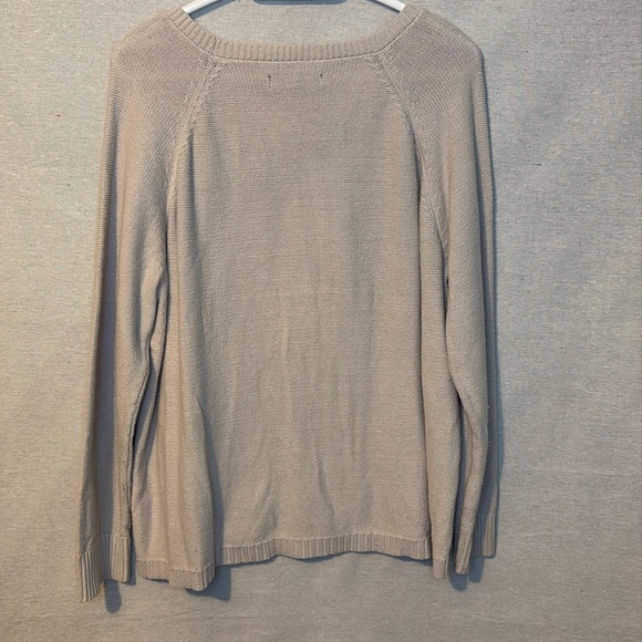 Rock & Republic Womens Sweater Beige XL Long Sleeve Silver Studs Metal Rock City - Picture 4 of 7